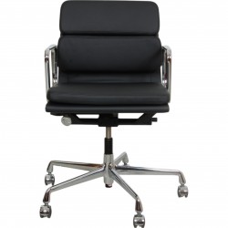Charles Eames Ea-217 office chair reupholstered in black leather