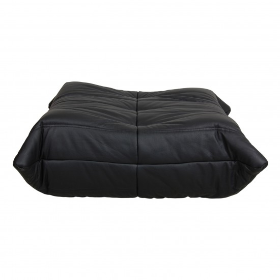 Michel Ducaroy Togo ottoman reupholstered in black leather