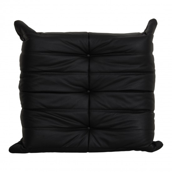 Michel Ducaroy Togo ottoman reupholstered in black leather