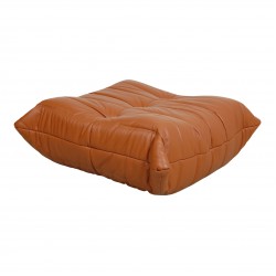 Michel Ducaroy Togo ottoman reupholstered in cognac leather