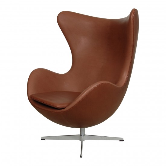 Arne Jacobsen Egg newly upholstered with mokka aniline leather