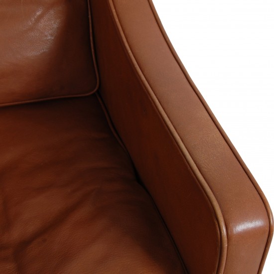 Sæt Børge Mogensen lænestole model 2207 i patineret brun læder (2)