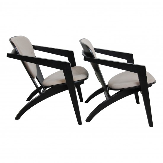 Set Hans Wegner Butterfly chairs with black frame (2) 