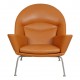 Hans Wegner Oculus Lounge chair reupholstered in cognac anilin leather