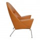 Hans Wegner Oculus Lounge chair reupholstered in cognac anilin leather