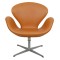 Arne Jacobsen vintage Swan chair reupholstered in cognac anilin leather