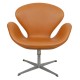 Arne Jacobsen vintage Swan chair reupholstered in cognac anilin leather