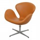 Arne Jacobsen vintage Swan chair reupholstered in cognac anilin leather