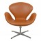 Arne Jacobsen vintage Swan chair reupholstered in cognac classic leather