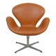 Arne Jacobsen Vintage Svane stol nybetrukket i cognac classic læder