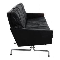 Poul Kjærholm PK-31/3 sofa i patineret sort læder Kold Chirstensen