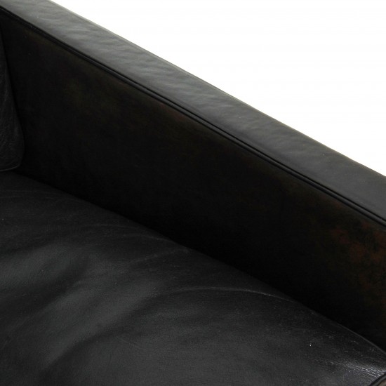 Poul Kjærholm Pk-31/3 sofa in patinated black leather from Kold Christensen