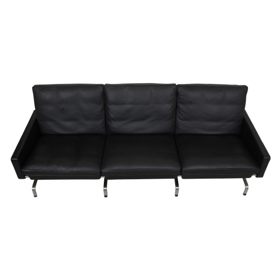 Poul Kjærholm Pk-31/3 sofa in black leather 2007