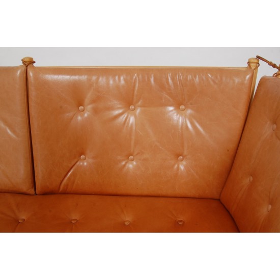 Børge Mogensen Spoke-back sofa in patinated cognac leather