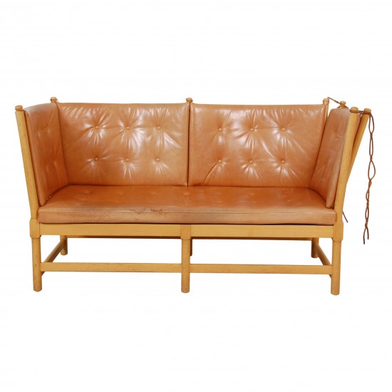 Børge Mogensen Spoke-back sofa in patinated cognac leather