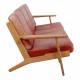 Hans Wegner GE-290 3. seater sofa in patinated red aniline leather