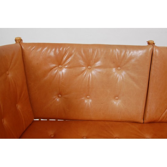 Børge Mogensen Spoke-back sofa in patinated cognac leather