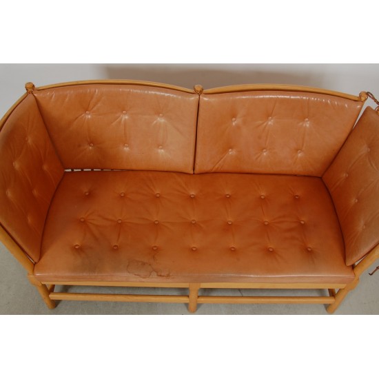 Børge Mogensen Spoke-back sofa in patinated cognac leather