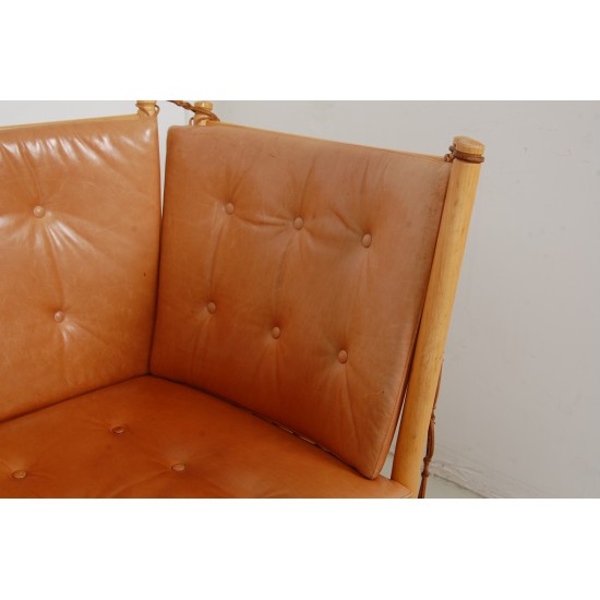 Børge Mogensen Spoke-back sofa in patinated cognac leather