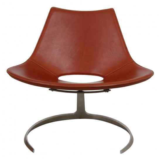 Fabricius and Kastholm Scimitar lounge chair in cognac leather