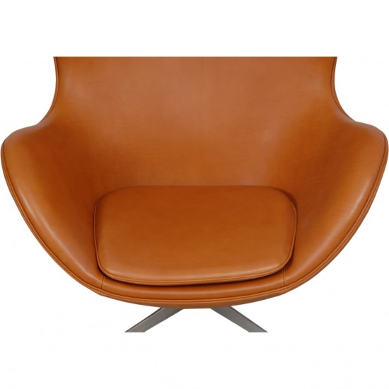 Arne Jacobsen Vintage Ægget stol i cognac anilin læder