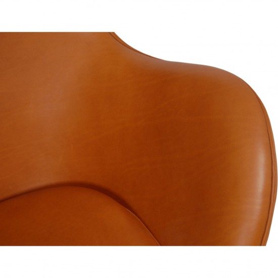 Arne Jacobsen Vintage Ægget stol i cognac anilin læder