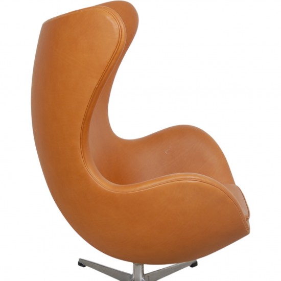 Arne Jacobsen Vintage Ægget stol i cognac anilin læder