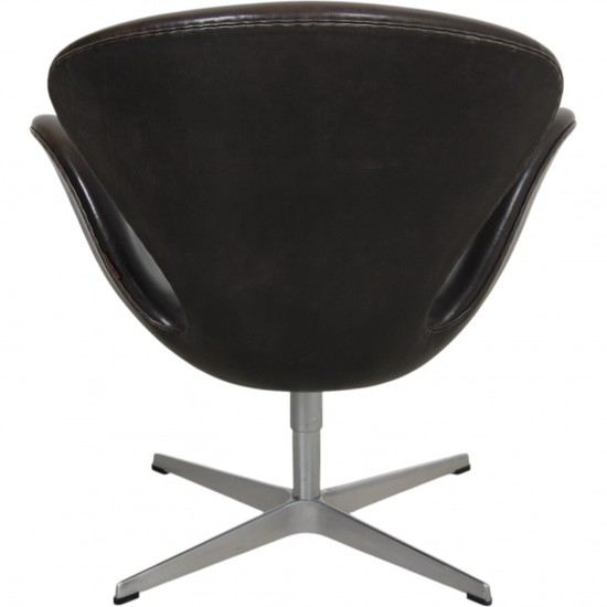 Arne Jacobsen Svanestol i sort Grace læder