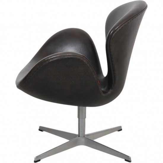 Arne Jacobsen Svanestol i sort Grace læder