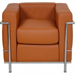 Le Corbusier LC2 lænestol betrukket med cognac bizon læder
