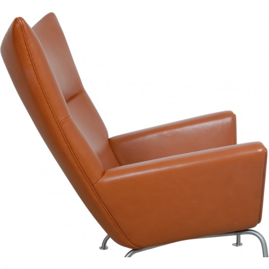 Hans Wegner Wingchair i cognac læder