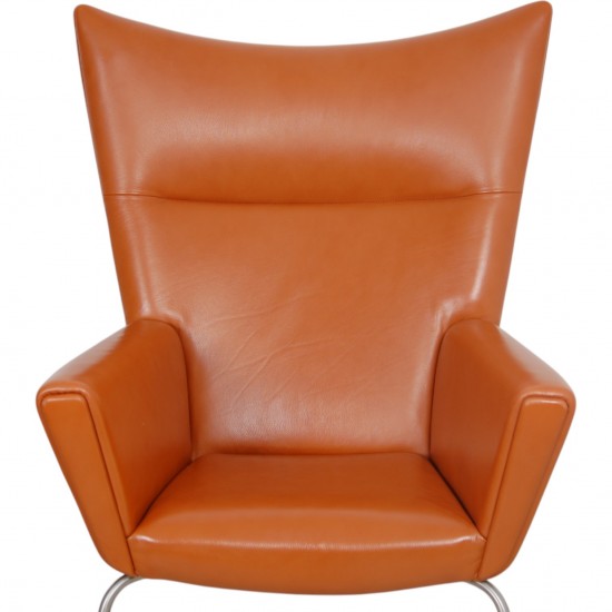 Hans Wegner Wingchair i cognac læder