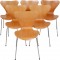 Arne Jacobsen sæt med 6 Syver stole i oregon pine