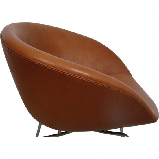Arne Jacobsen Gryde stol i cognac anilin læder
