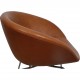 Arne Jacobsen Gryde stol i cognac anilin læder