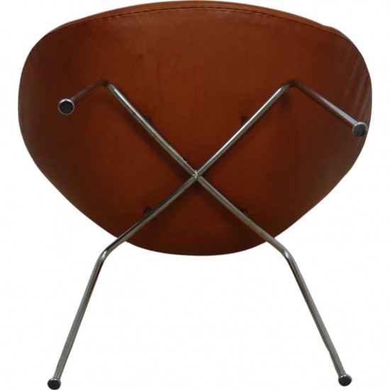 Arne Jacobsen Gryde stol i cognac anilin læder