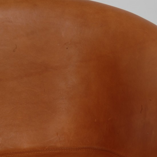 Arne Jacobsen Gryde stol i cognac anilin læder