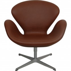 Arne Jacobsen Swan Chair reupholstered in Mokka Classic leather