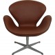 Arne Jacobsen Svane stol nybetrukket med Mokka Classic læder
