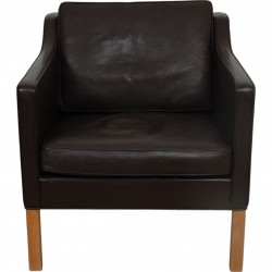 Børge Mogensen 2321 lænestol i mørkbrunt læder