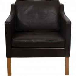 Børge Mogensen 2321 lænestol i mørkbrunt læder