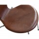 Sæt af 3 Arne Jacobsen Syver stole i patineret brun anilin læder