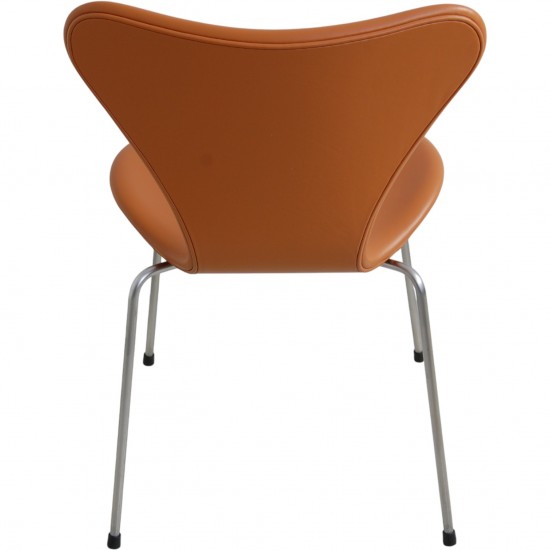 Sæt af 6 Arne Jacobsen Syver stole nybetrukket med whisky classic læder
