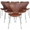 Sæt af 6 Arne Jacobsen Syver stole i mokka classic læder
