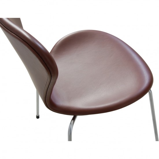 Sæt af 6 Arne Jacobsen Syver stole i mokka classic læder