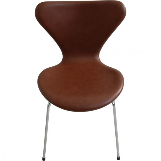 Sæt af 6 Arne Jacobsen Syver stole i mokka classic læder