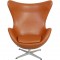 Arne Jacobsen Ægget stol nybetrukket med valnød classic læder