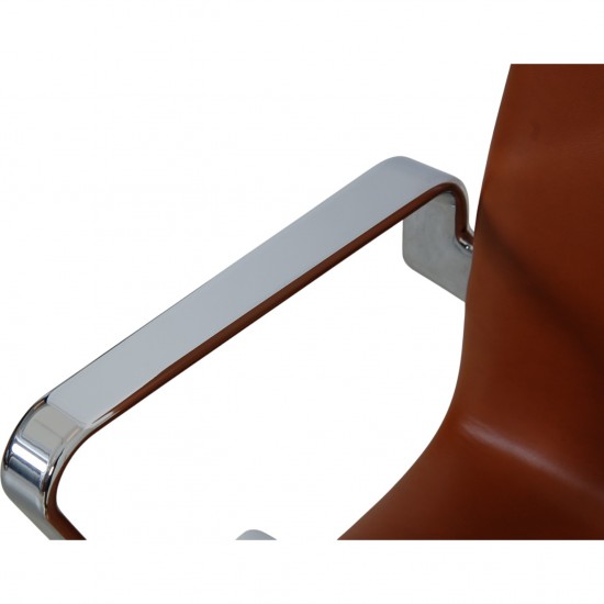 Arne Jacobsen Oxford mellemhøj kontorstol nybetrukket i valnød classic læder