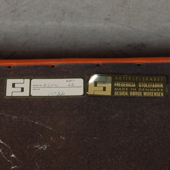 Børge Mogensen 2204 Øreklapstol i cognac læder