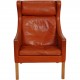 Børge Mogensen 2204 Øreklapstol i cognac læder